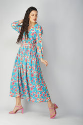 Serene Blossom Georgette Gathered Dress